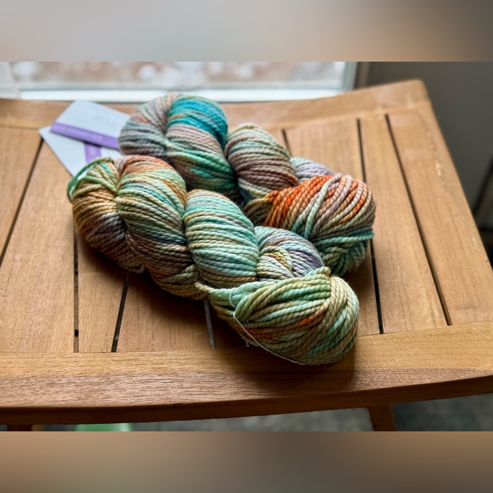 Hand-Dyed Multicolor Wool Yarn - Pastel Aqua, Peach & Lavender - Picture 13 of 17